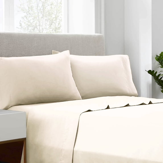 Linum Home Textiles 400 Thread Count Off-White Cotton Sheet Sets, Queen, (4 Pieces)