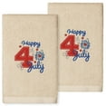 thumbnail image 1 of Linum Home Textiles 4th of July Embroidered Luxury 2 Piece Turkish Cotton Hand Towels, 16"x30", Sand Beige, 1 of 3