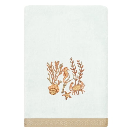 Authentic Hotel and Spa  Turkish Cotton Aaron 3PC Embellished Towel Set Aqua