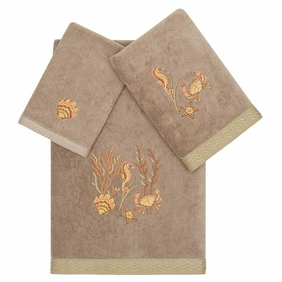 Linum Home Textiles Aaron Turkish Cotton 3 Piece Embellished Towel Set
