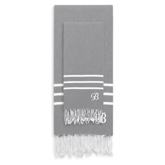 Linum Home Textiles Alara Personalized Turkish Pestemal 2 Piece Towel Set