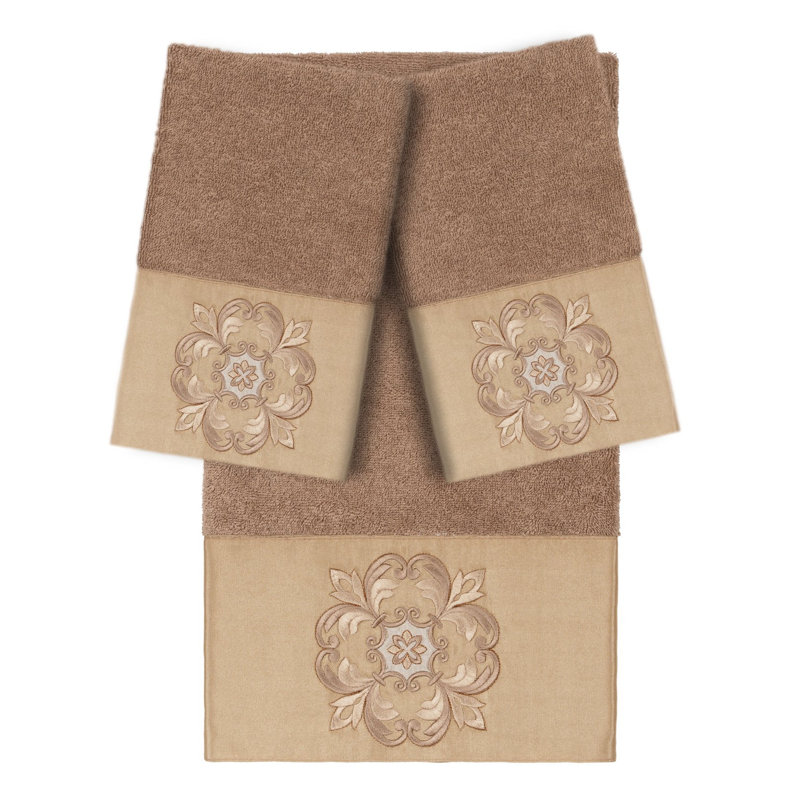Linum Home Textiles Alyssa 3 Piece Embellished Towel with Two Hand