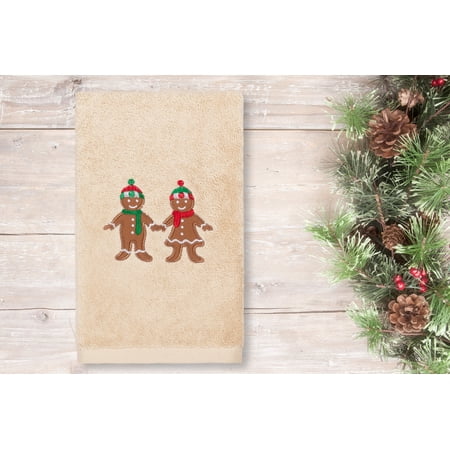 Linum Home Textiles Christmas Gingerbread Embroidered Luxury 100% Turkish Cotton Hand Towel