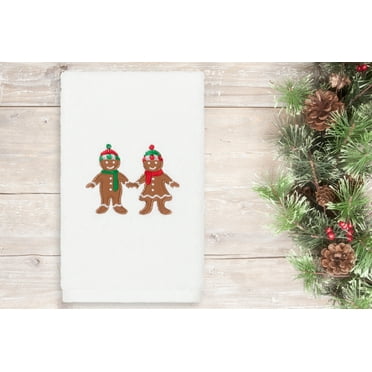 Linum Home Textiles Christmas Gingerbread Embroidered Luxury 100% Turkish Cotton Hand Towel