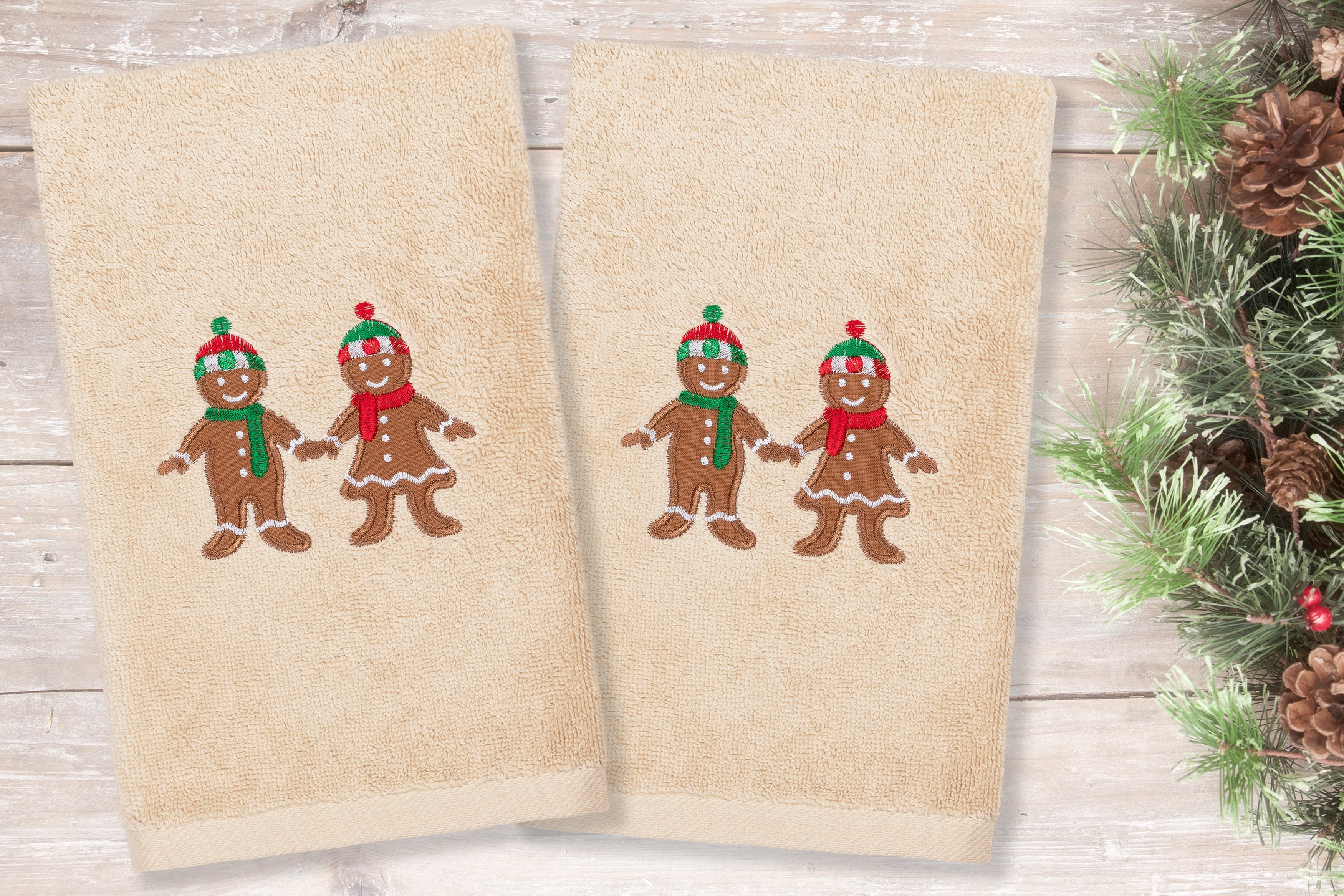 Linum Home Textiles Christmas Gingerbread Embroidered Luxury 100