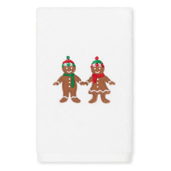 Linum Home Textiles Christmas Wreath Embroidered Luxury 100% Turkish Cotton Hand Towel