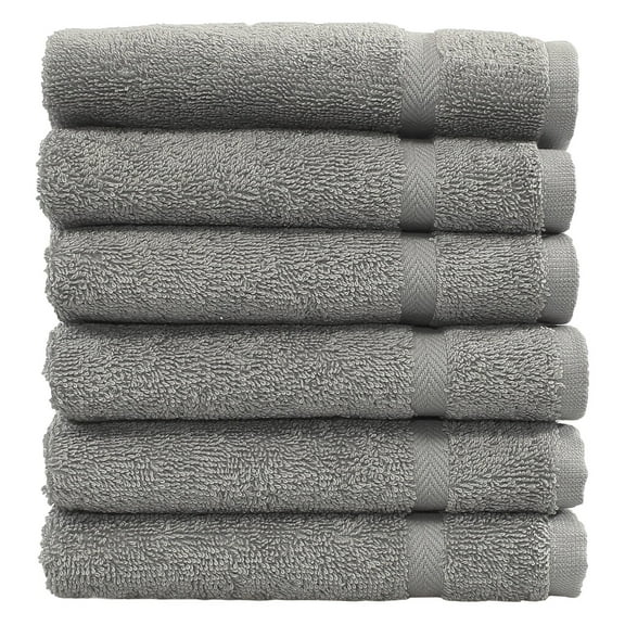 Linum Home Textiles Cotton Hand Towels , Gray(6 Pieces)