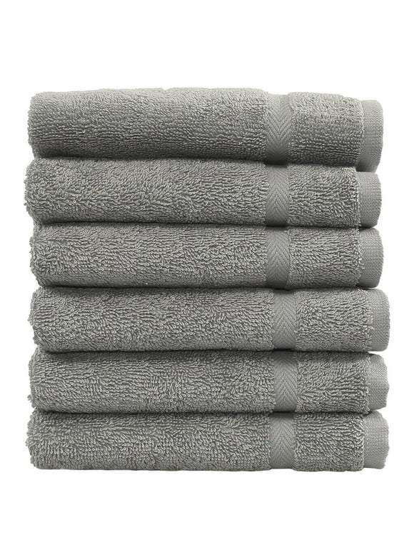 Linum Home Textiles Cotton Hand Towels , Gray(6 Pieces)