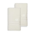 thumbnail image 1 of Authentic Hotel and Spa  Omni Turkish Cotton Terry Set of 2 Cream Hand Towels with White Script Monogrammed Initial H, 1 of 5