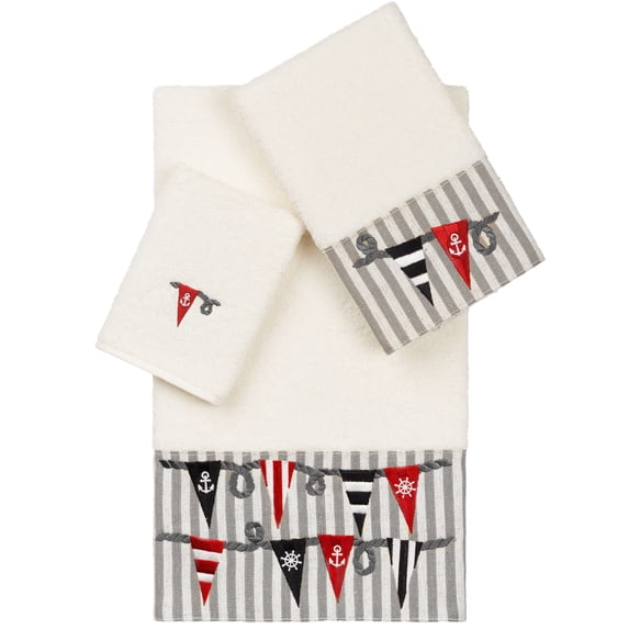 Linum Home Textiles Ethan 3 Piece Embellished Towel Set