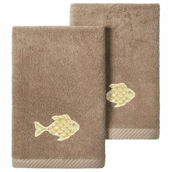 Linum Home Textiles Figi Turkish Cotton 2 Piece Embellished FingertipTowel Set