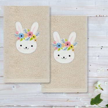 Linum Home Textiles Flower Crown - Embroidered Luxury 100% Turkish Cotton Hand Towels (Set of 2)