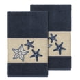 thumbnail image 1 of Authentic Hotel and Spa  Midnight Blue Turkish Cotton Starfish Embroidered Hand Towels (Set of 2), 1 of 3