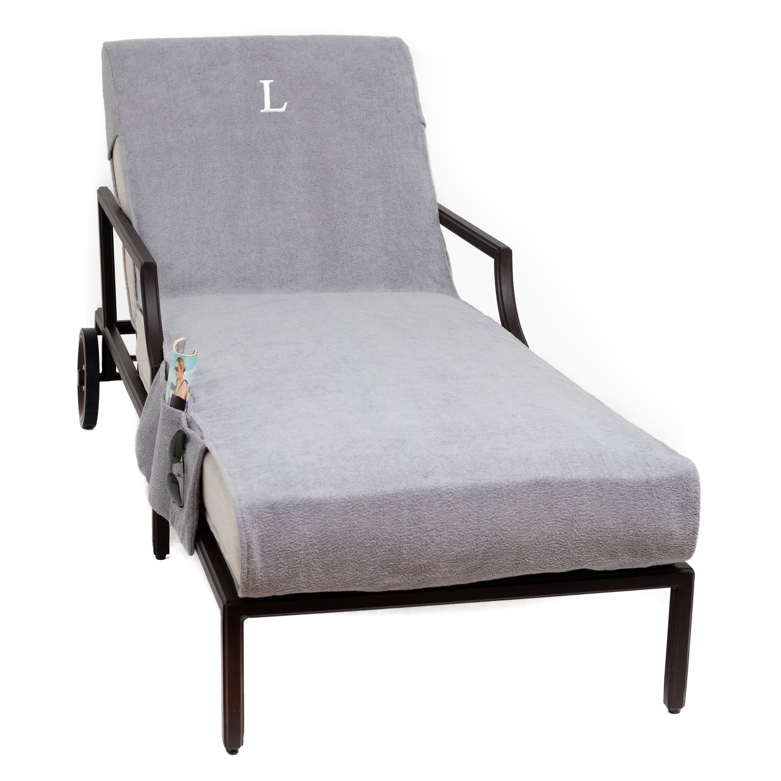 Linum Home Textiles Monogrammed Chaise Lounge Cover with Side Pockets - image 1 of 11