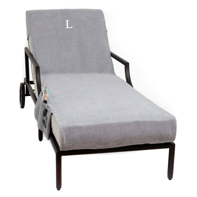 Linum Home Textiles Monogrammed Chaise Lounge Cover with Side Pockets