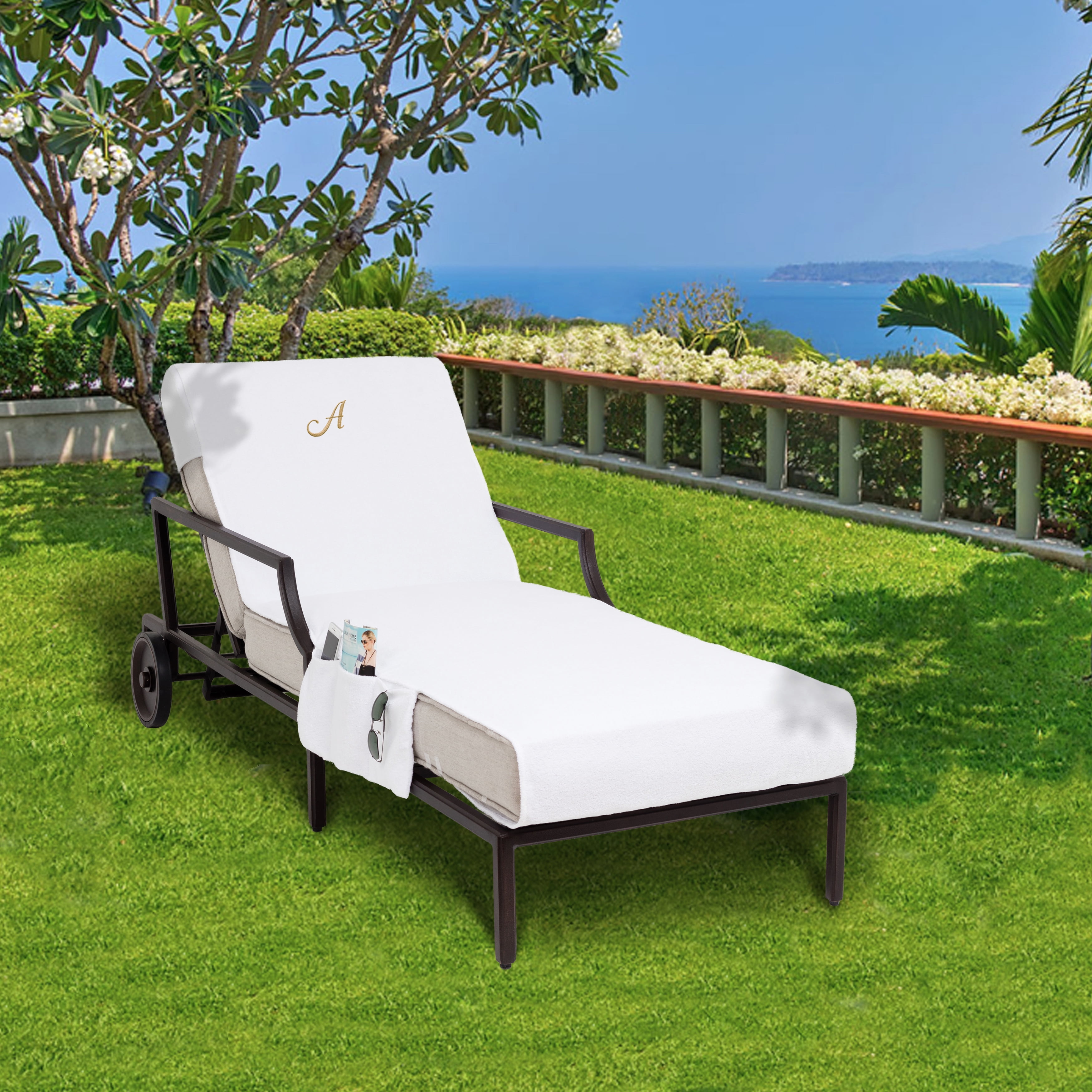 Linum home textiles standard size chaise lounge cover with side pockets hotsell
