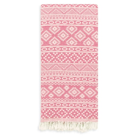 Linum Home Textiles Turkish Cotton Sea Breeze Pestemal, Peshtemal, Fota Beach Bath Towel (Pink)