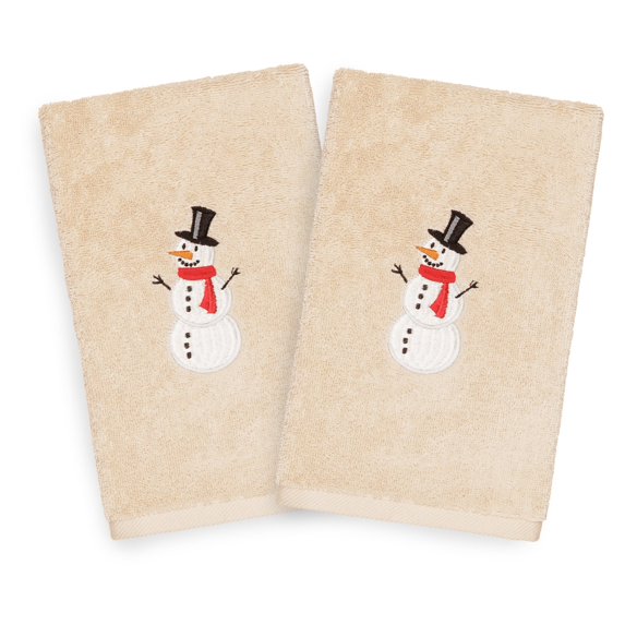 Linum Home Textiles Snowman Embroidered Turkish Cotton Hand Towels - Set of 2