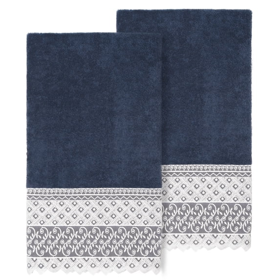 Linum Home Textiles Traditional/Contemporary 2 Pieces Cotton Bath Towel Set, Blue