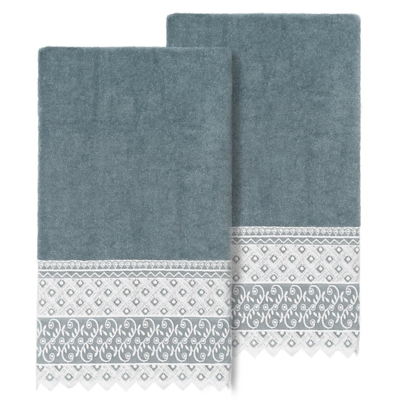Linum Home Textiles Traditional/Contemporary 2 Pieces Cotton Bath Towel Set, Blue