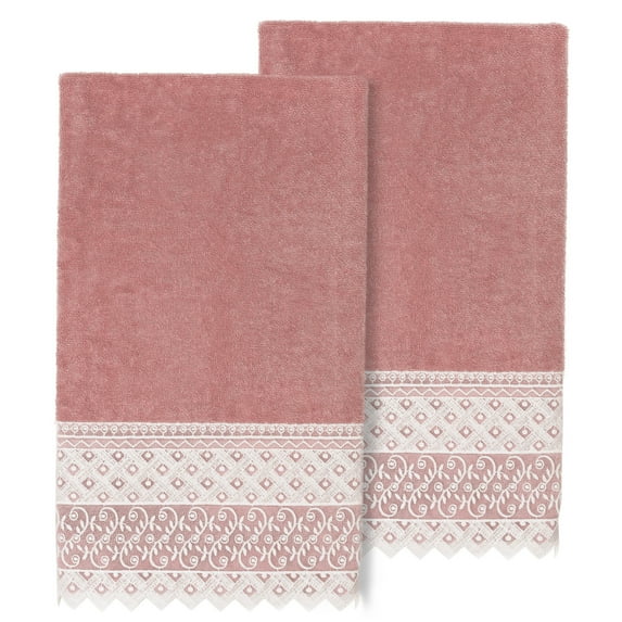 Linum Home Textiles Traditional/Contemporary 2 Pieces Cotton Bath Towel Set, Pink