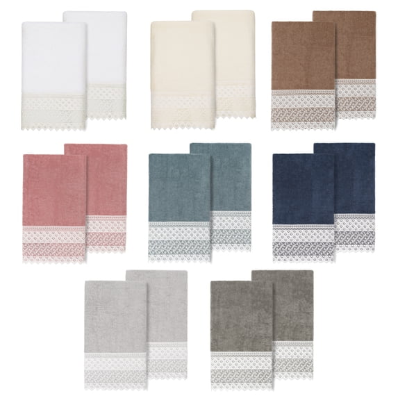 Linum Home Textiles Traditional/Contemporary 2 Pieces Cotton Bath Towel Set, White