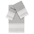 thumbnail image 1 of Linum Home Textiles Traditional/Contemporary 3 Piece Turkish Cotton Aiden White Lace Embellished Bath Towel Set, Light Gray, 1 of 3