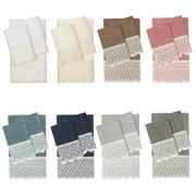 Linum Home Textiles Traditional/Contemporary 3 Piece Turkish Cotton Arian Cream Lace Embellished Bath Towel Set, White