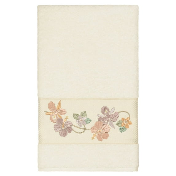 Linum Home Textiles Turkish Cotton Caroline Embellished Bath Towel Set Color: Cream Size: 4PC SET