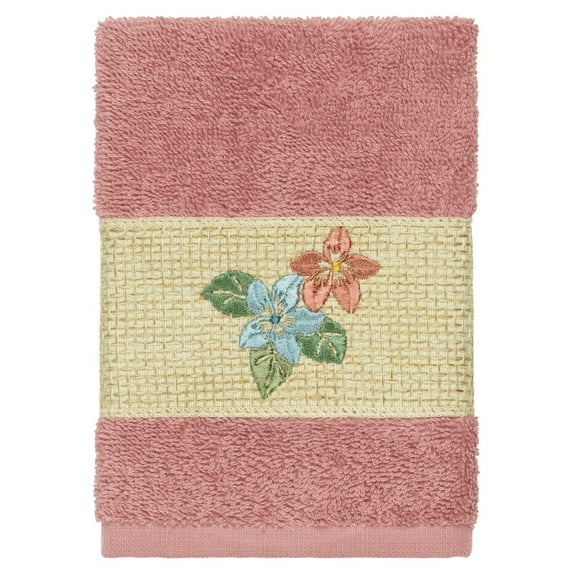 Linum Home Textiles Turkish Cotton Caroline Embellished Washcloth Set Color: Tea Rose Size: 4PC SET