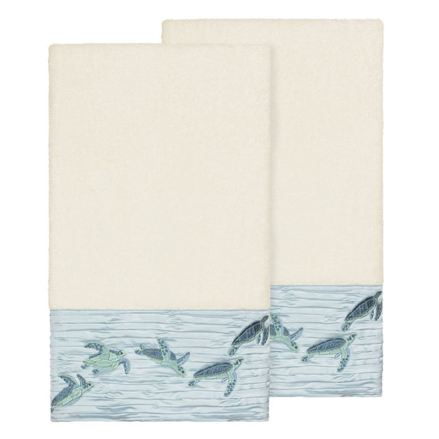 Linum Home Textiles Turkish Cotton Mia Embellished Bath Towel Set Color: Cream Size: 4PC SET