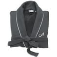 thumbnail image 1 of Linum Home Textiles Turkish Cotton Personalized Satin Piped Trim Waffle Terry Gray Bathrobe Color: A Size: S/M, 1 of 5