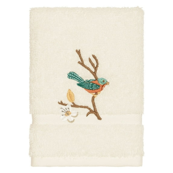 Linum Home Textiles Turkish Cotton Spring Time Embellished Washcloth Set Color: Cream Size: 2 PC SET