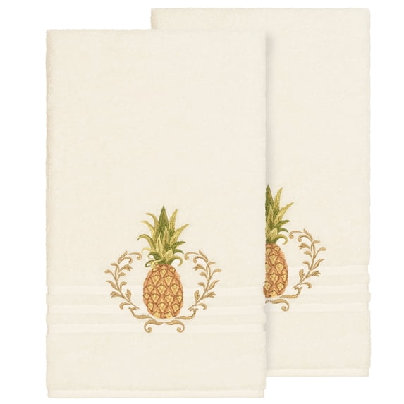 Linum Home Textiles Turkish Cotton Welcome Embellished Bath Towel Set Color: Cream Size: 2 PC SET