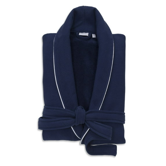 Linum Home Textiles Waffle Terry Bathrobe Color: Navy Size: L/XL