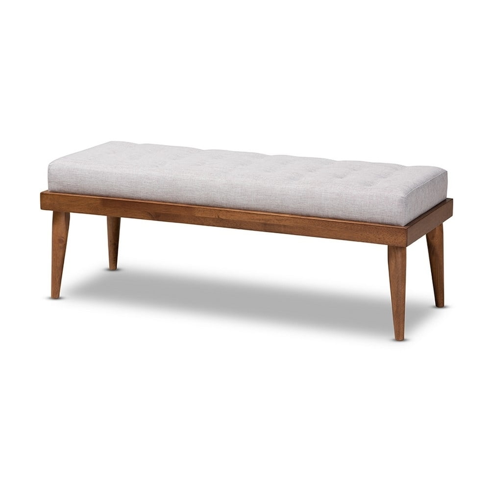 Linus Mid-Century Modern Greyish Beige Fabric Upholstered and Button ...