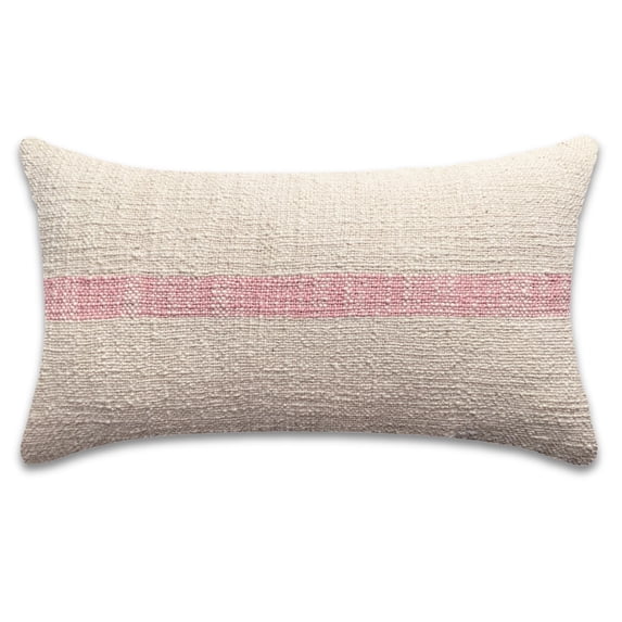 PILLOWPIA Linus Striped Cotton Pillow Cover, Blossom, 12''x 20'', Decorative Throw Pillow Case