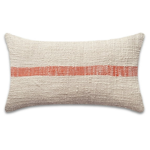 PILLOWPIA Linus Striped Cotton Pillow Cover, Persimmon, 12''x 20'', Decorative Throw Pillow Case