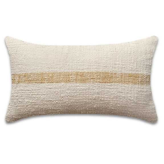 PILLOWPIA Linus Striped Cotton Pillow Cover, Dune, 12''x 20'', Decorative Throw Pillow Case