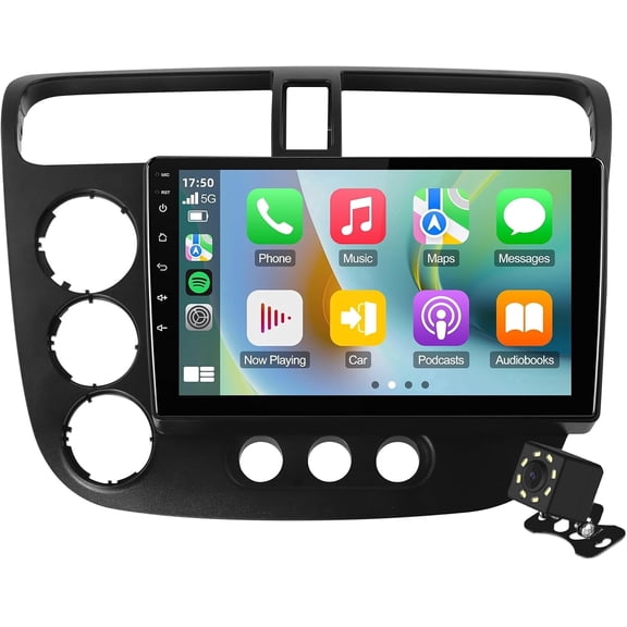 Linux Double Din 9 inches Car Stereo for Honda Civic 2000-2005 Car Radio with Carplay & Android Auto Support Backup Camera Navi FM BT