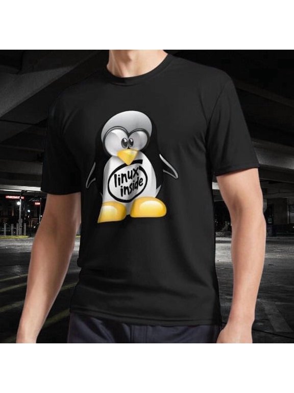 Linux Inside Penguin Active T-Shirt Unisex Funny American Size S-5XL Sale