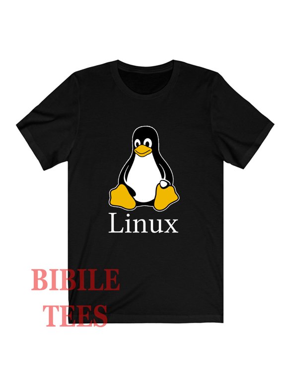 Linux Men's Black T-Shirt Size S to 5XL