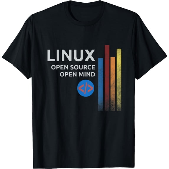 Linux Os Tee with Slogan Open Source Open Mind Cool Computer T-Shirt ...