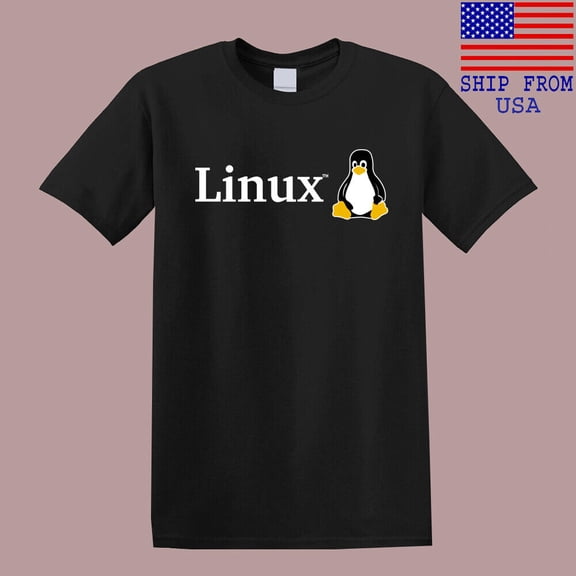 Linux System Computer Gaming Men's Black T-Shirt Size S-4XL