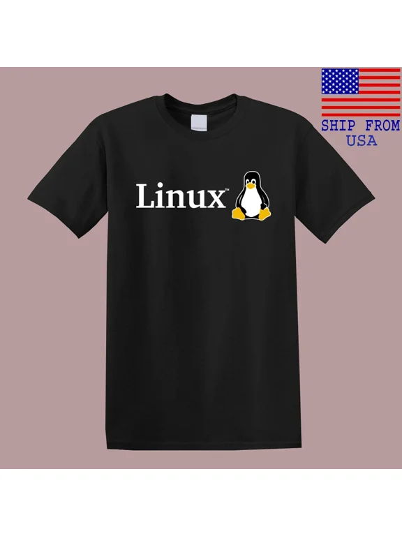 Linux System Computer Gaming Men's Black T-Shirt Size S-5XL