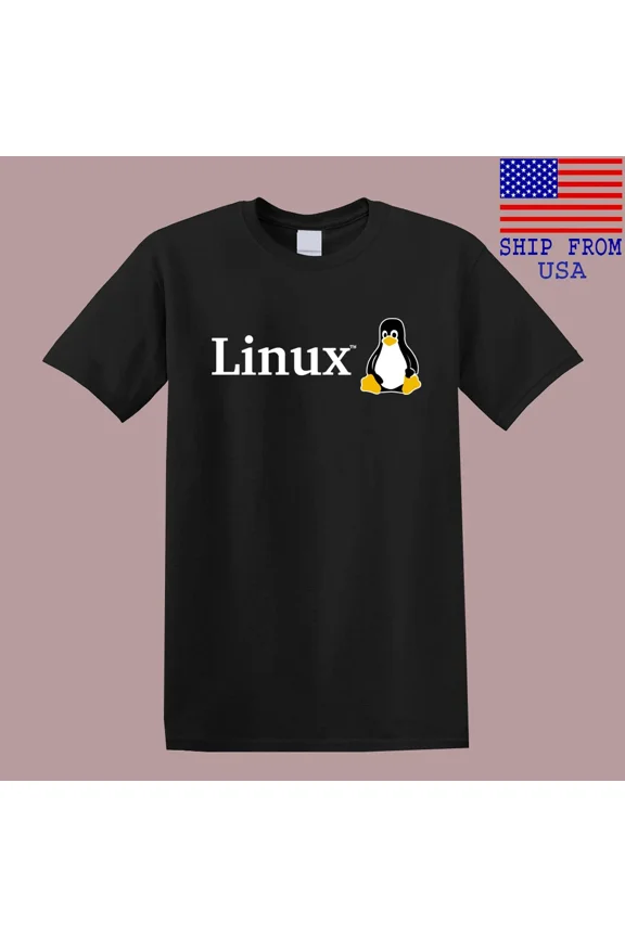 Linux System Computer Gaming Men's Black T-Shirt Size S-5XL