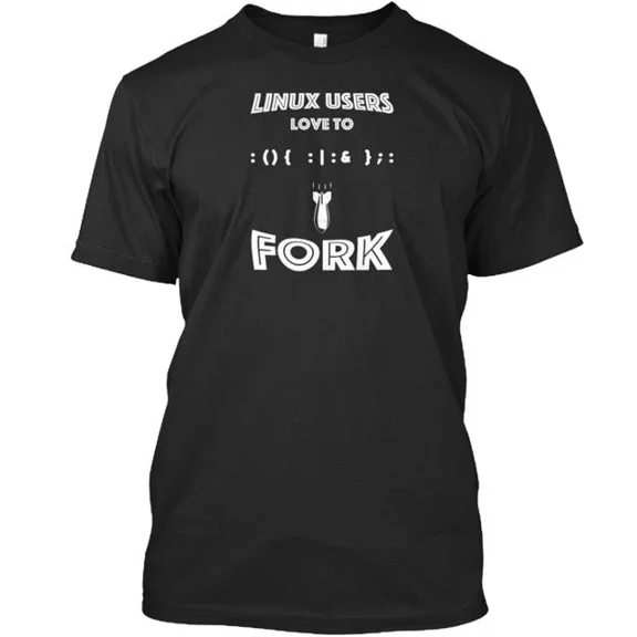 Linux Users Love to Fork T-Shirt Made in the USA Size S to 5XL