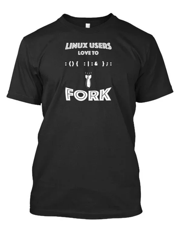 Linux Users Love to Fork T-Shirt Made in the USA Size S to 5XL