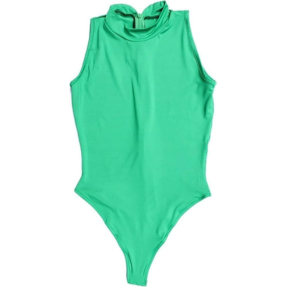 LinvMe Women Sexy Thong Leotard Sleeveless Lingerie High Cut Cosplay Bodysuit Green M