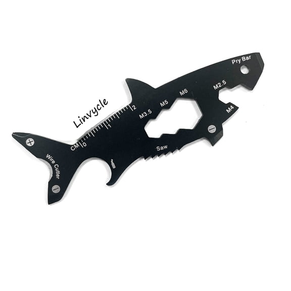 Linvycle 15-in-1 Shark Shaped Multi Tool, Portable Stainless Steel EDC Multi-function Tool, Outdoor Camping Cycling Repair Tool, Single Pack